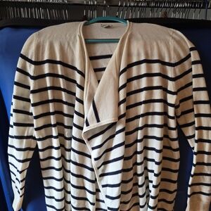 L.L. Bean Striped Cream and Black Cardigan